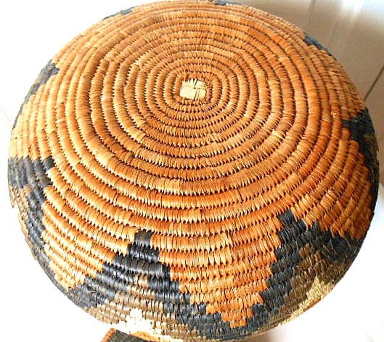 Vintage woven African basket with lid by houuseofwren on Etsy