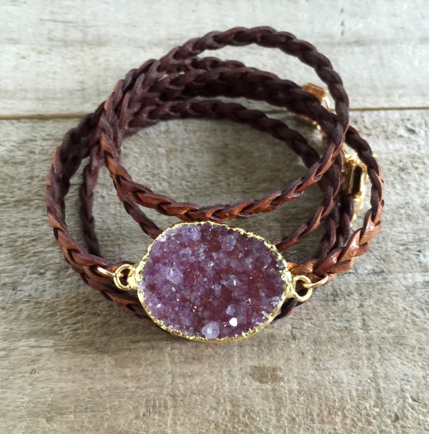 Druzy Bracelet Leather Druzy Wrap Bracelet Drusy Bracelet