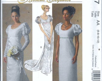 McCall's M4777 Bridal Elegance Empire Edwardian Dress Wedding Gown Sewing Pattern 4777 Size 6, 8, 10 and 12 UNCUT