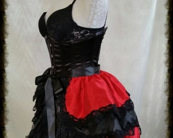 HARLEY QUINN Cosplay Bustle Burlesque Taffeta Goth Lolita By Gothic Burlesque