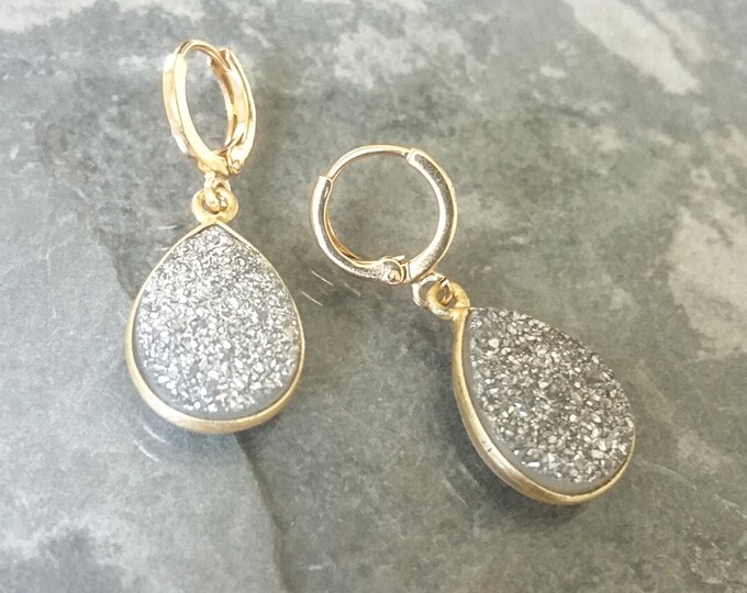 Druzy Earrings, Silver Druzy Earrings, Silver Druzy Gold Earrings, Gold Silver Druzy Earrings, Gold Druzy Earrings, Silver Druzy