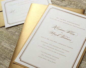 Simple Wedding Invitations, Gold Wedding Invitation, Simple Gold Wedding, Gold Invites, Gold Invitations, Gold Foil, Metallic, Elegant