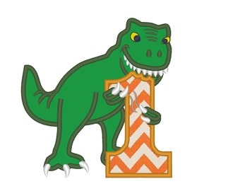 T-rex dinosaur Birthday number one 1 machine embroidery Birtday outfit designs - assorted sizes, for hoops 4x4, 5x7, 6x10 INSTANT DOWNLOAD