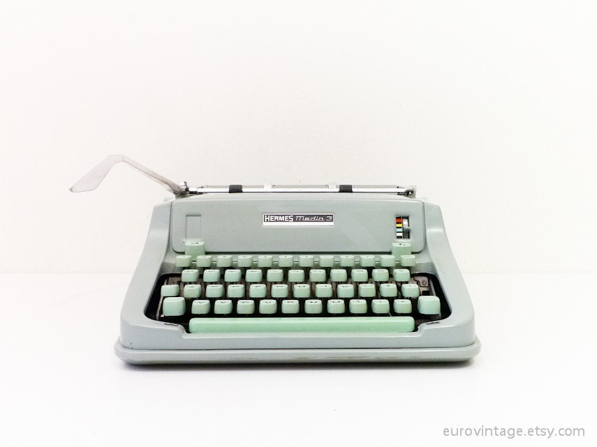 Vintage Seafoam Green Hermes Typewriter Hermes Media 3 Vintage