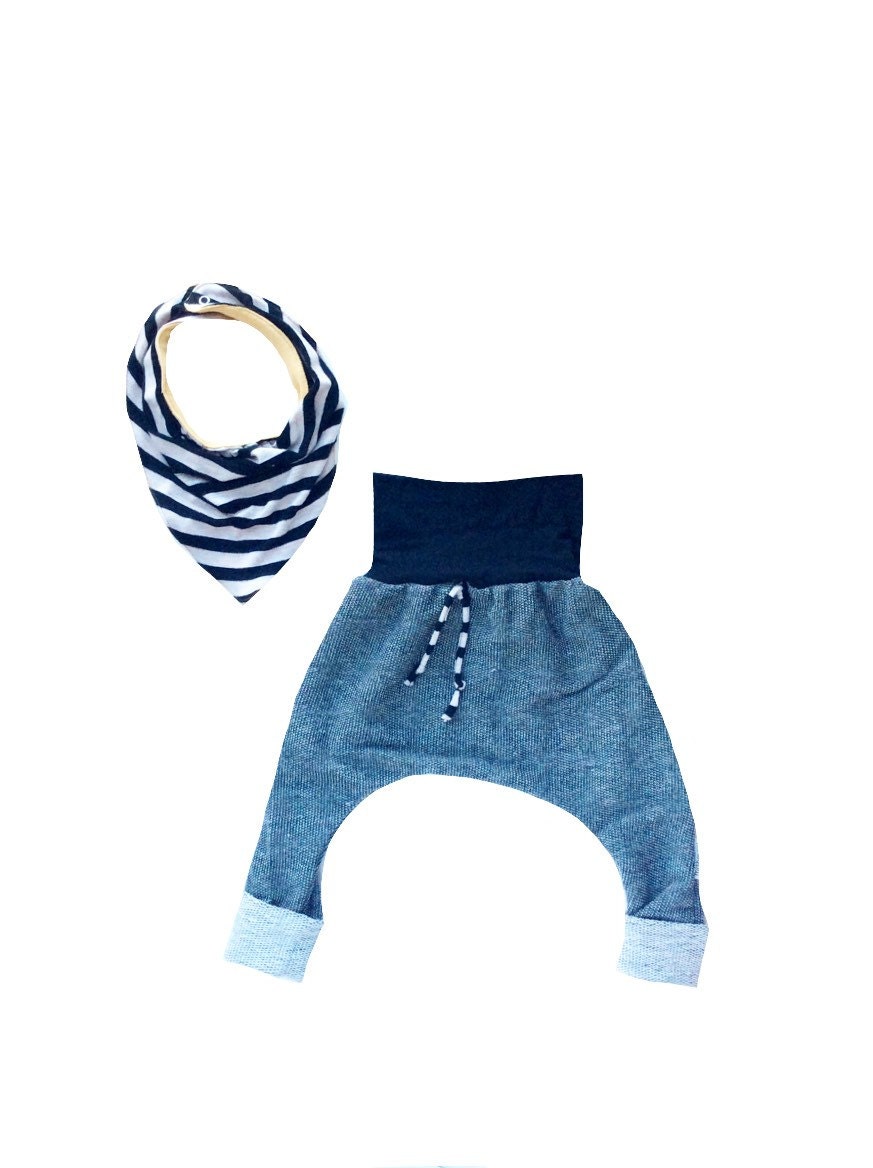 Baby boy harem pants and bibdana Hipster baby by MishmashClothing