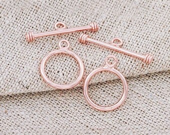 2 of 925 Sterling Silver Rose Gold Vermeil Style Toggles 11 mm. :pg0252