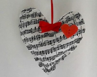 Handmade Music Note Hearts with Red Heart