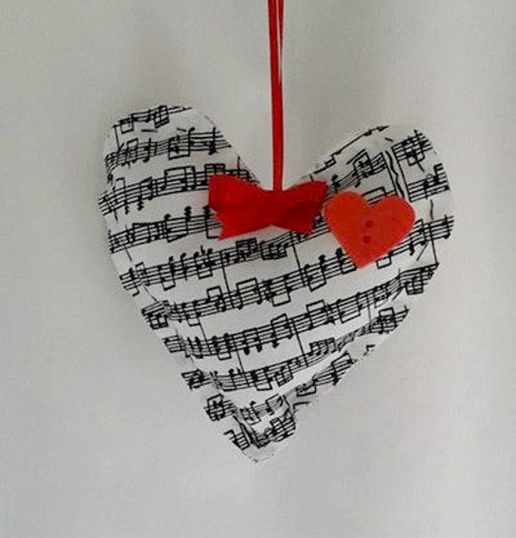Handmade Music Note Hearts with Red Heart