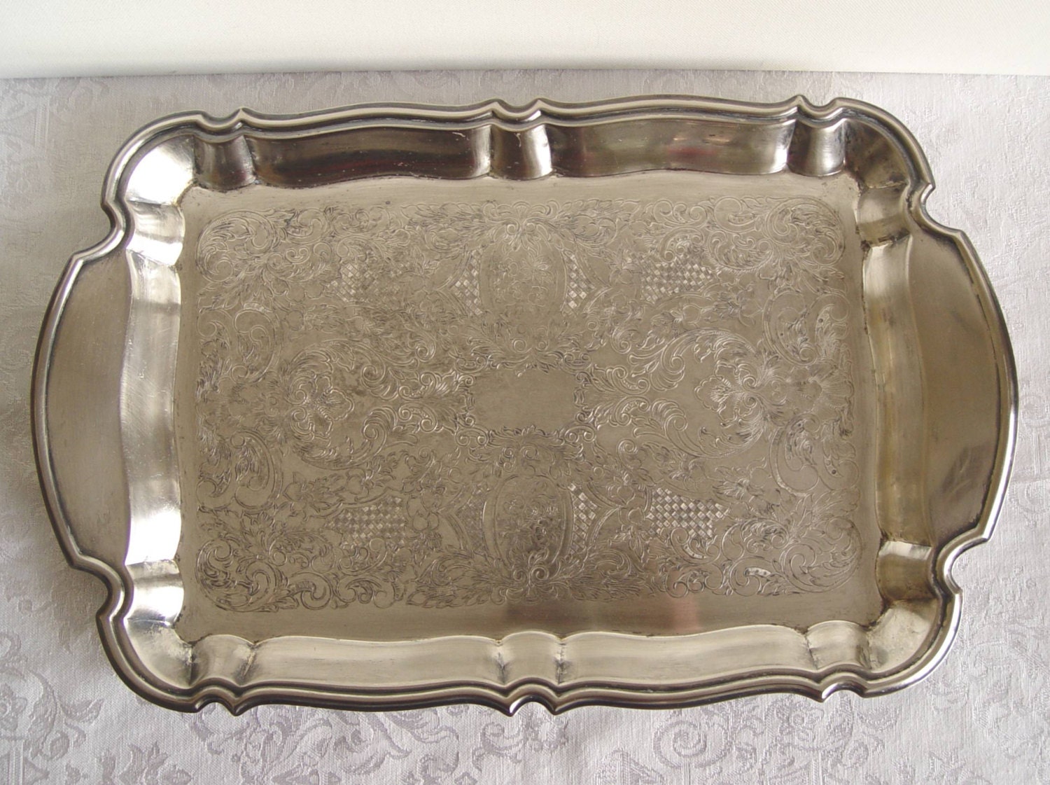 Vintage Silverplate Silver Plate Rectangle Tray ~ Oneida OL ~ Bar Tray