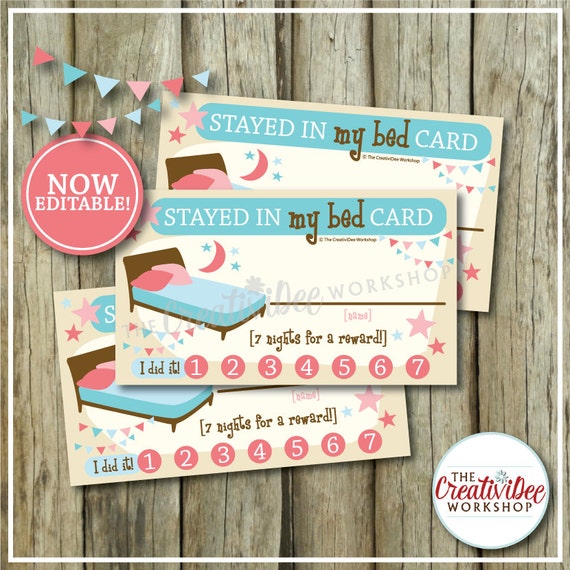 Stayed In My Bed Punch Cards Editable by CreativiDeeWorkshop