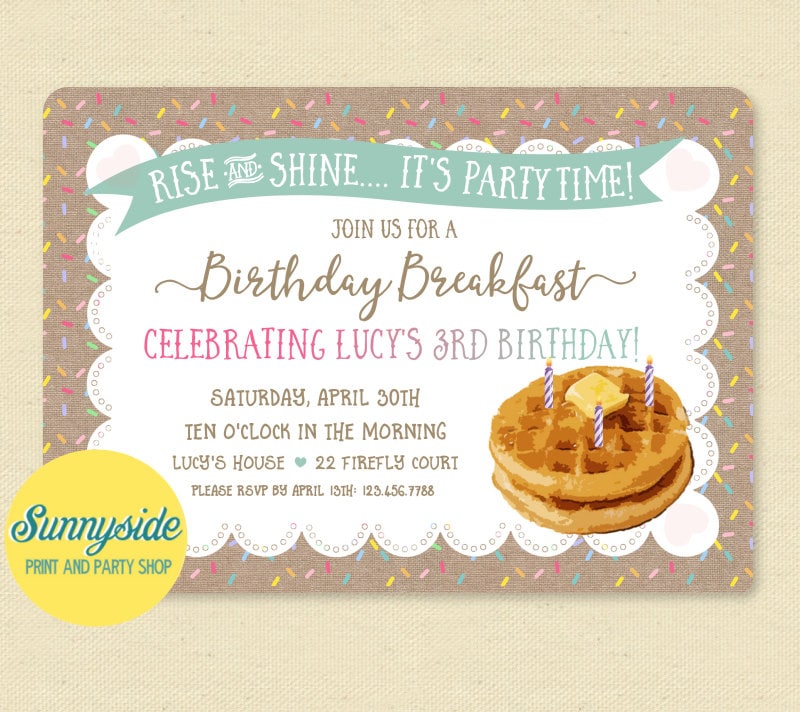 Birthday Breakfast Printable Invitation by sunnysideprintparty