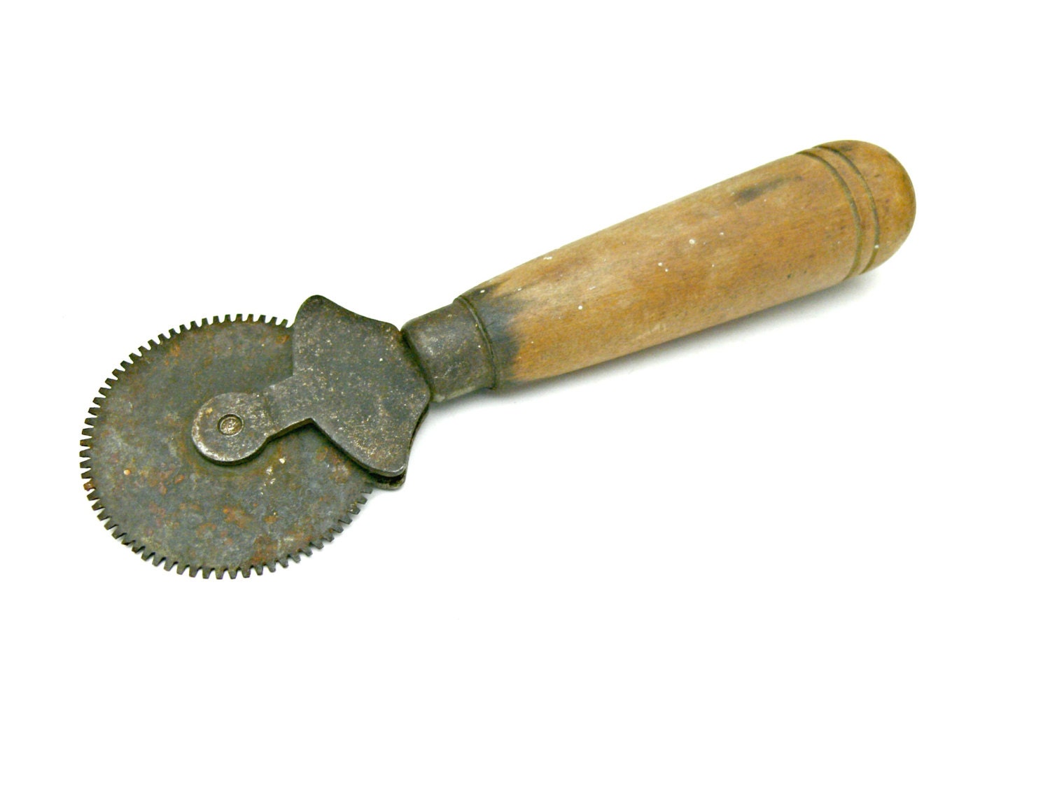 Vintage Pie Crust Crimper Cutter Trimmer Wood Handle