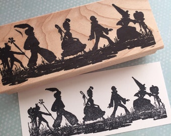 Trick or Treat Parade Wood Mounted Rubber Stamp 6454
