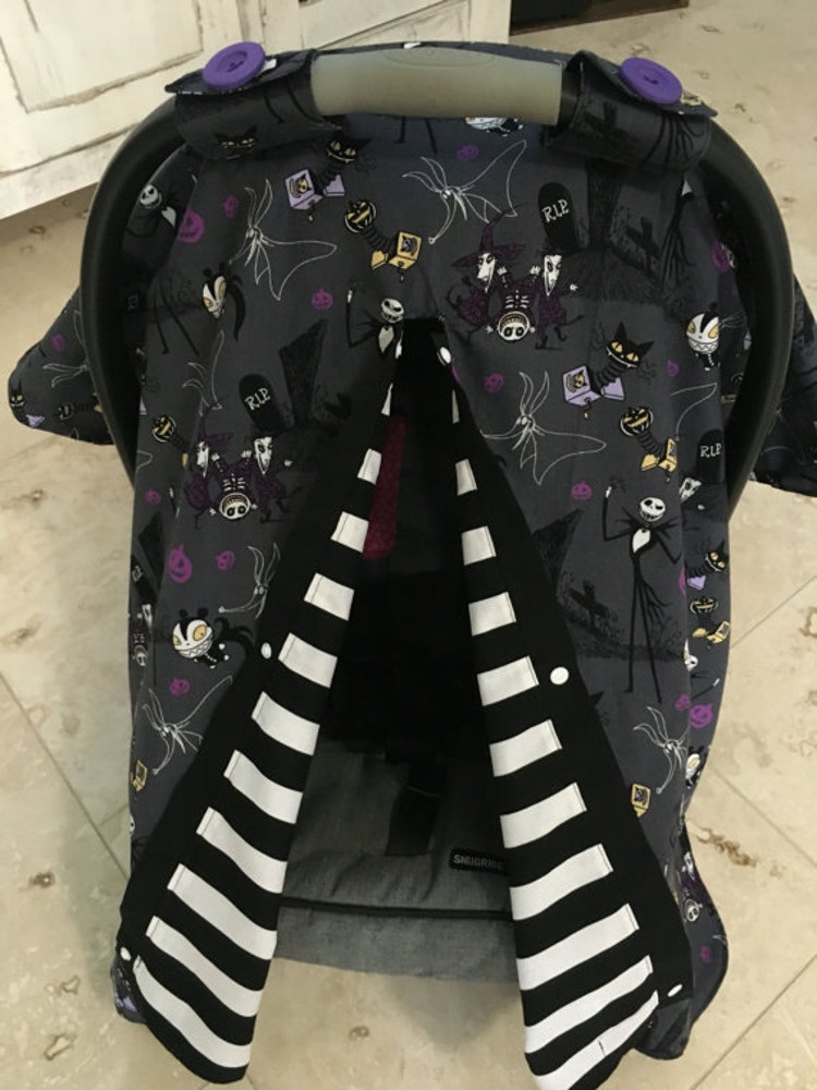 Carseat canopy nightmare before christmas by BabySisterCanopies