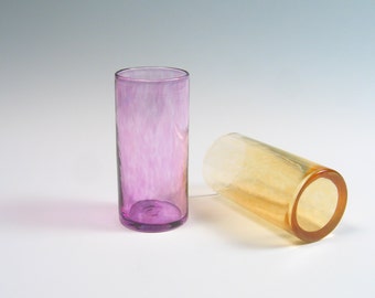Hand Blown Glass Tumbler, Sea Glass Purple Transparent , Glassware, Beer Glasses