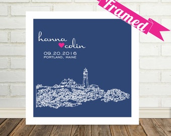 Personalized Wedding Gift City Skyline Custom FRAMED ART Print - Any City Available Wedding Gift Personalized Engagement Gift Personalized