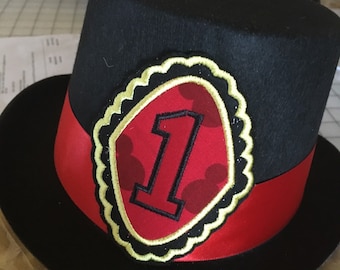 Birthday Top Hat / Circus Birthday Hat / 1st Birthday Hat / Ringmaster Top Hat / Boy and Girl / 1/2 Birthday to 9 years / Birthday Hat