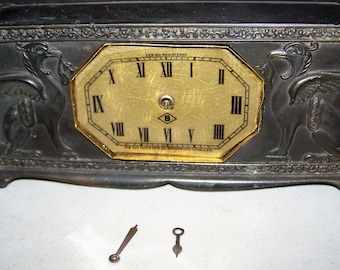 Vintage 1920's Lux Metal Windup Griffin Mantle/Shelf Clock