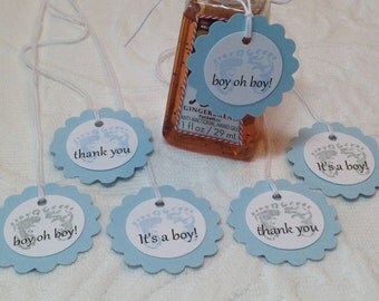 Mini Scallop Soft Blue Baby Feet Tags - Small Favor Tag - Nail Polish Tags - Baby Shower Favor Tag