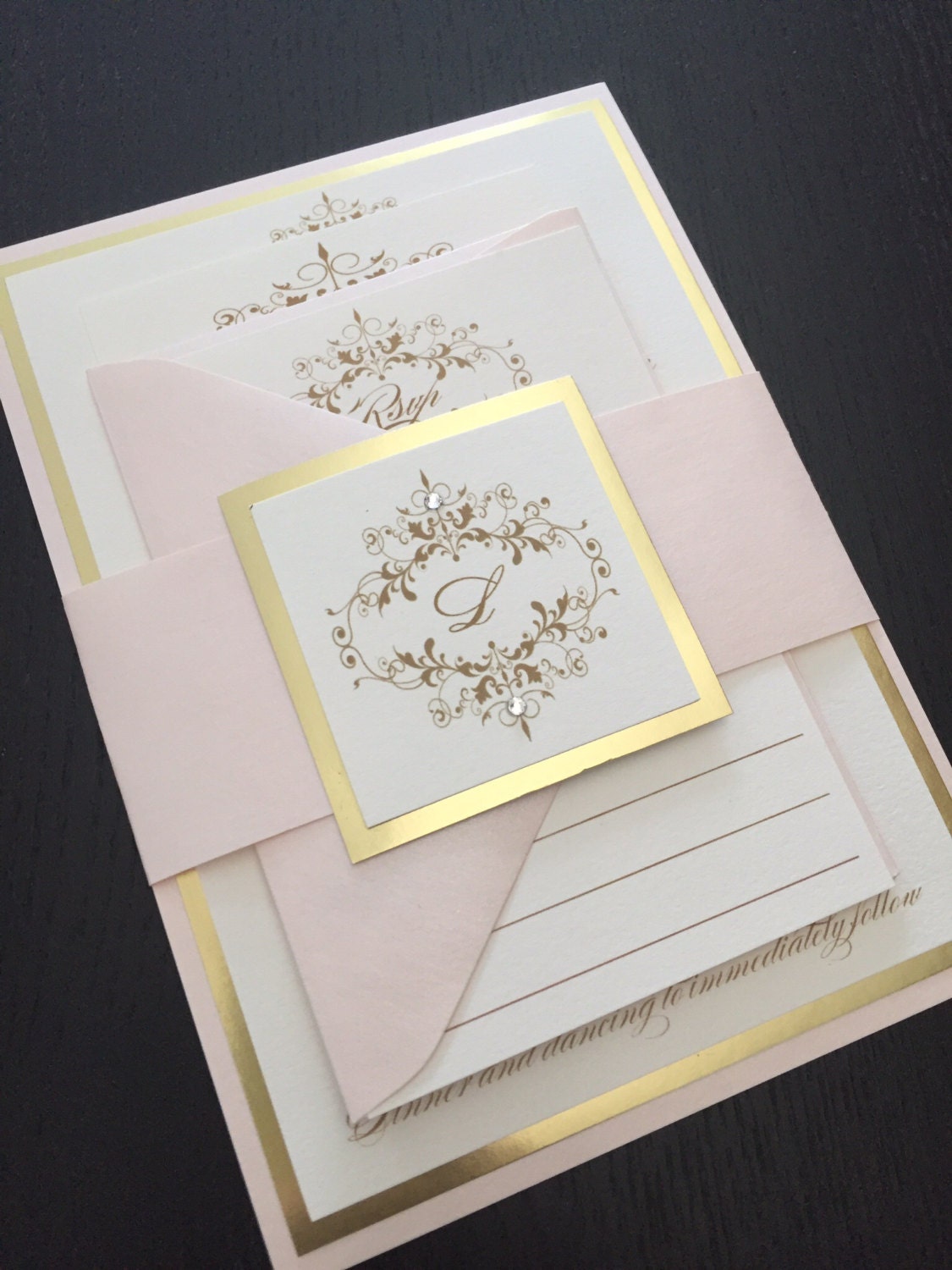 Blush And Gold Wedding Invitations 5