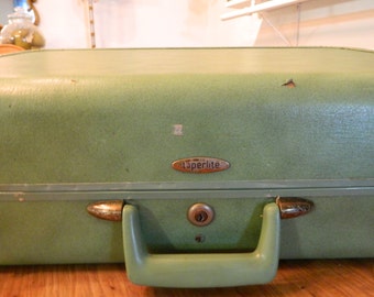 Vintage Luggage Suitcase Seafoam Green Travel Taperlite Suitcase