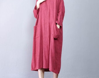 Loose large size casual plaid shirt dress Lapel single by MaLieb