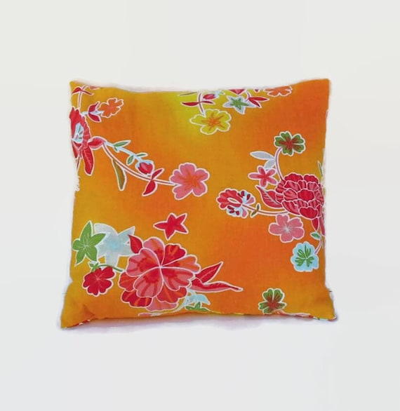 Colorful Floral Orange Accent Throw Pillow Cover 18 Inch