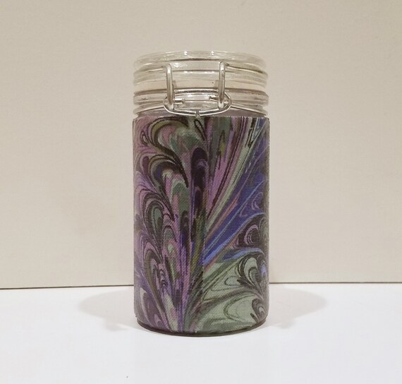 Small Glass Stash Jar LatchTop Jar Purple Pink and Green