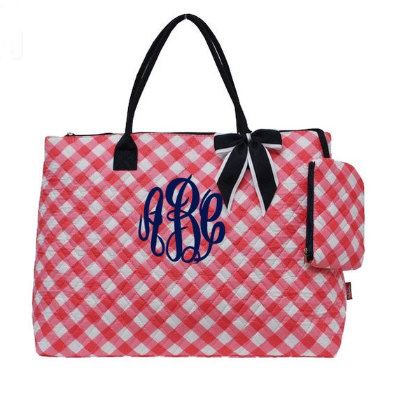 Monogrammed Quilted Tote Bag