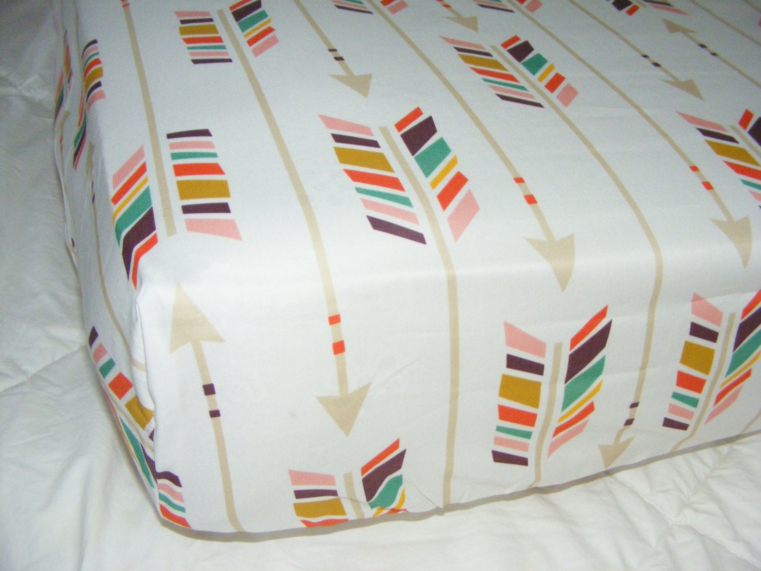 Premium Crib Nursery Sheets Baby Bedding Tribal Feathers