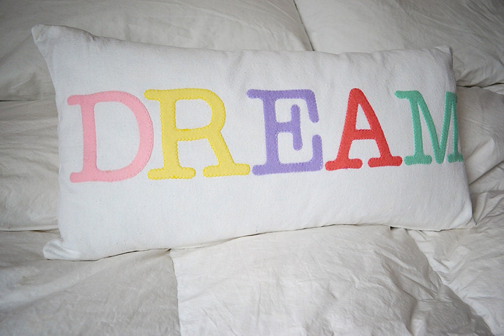 Dream On Pillow Dream Pillow Cover Dream Quote by curlywillowco