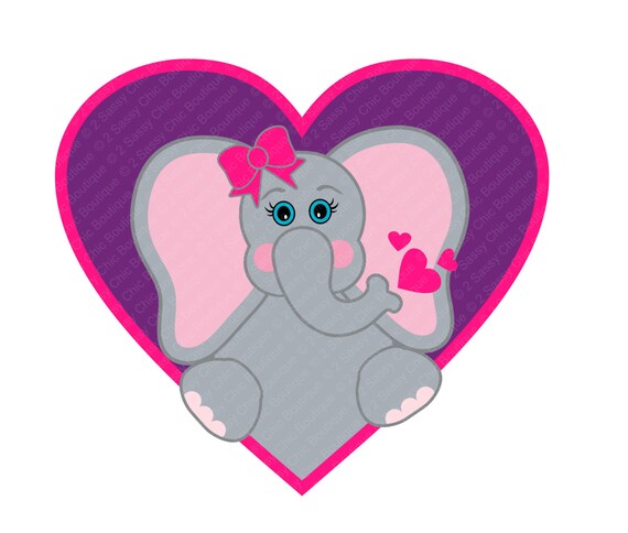 Valentine's Heart with Girl Elephant svg eps by ...