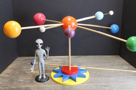 Vintage Wooden Planets Model Fun Science Toy Learning