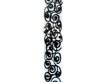 Black and Silver Swirl Abstract - Wall art hanging 3.7 x 27"