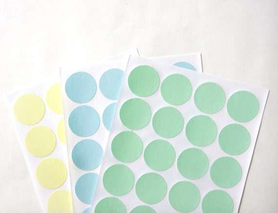 big circleround stickers in pastel greenpastel blue pastel