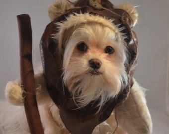 Furry Woodland Creature Cream Colored Dog Halloween Costume/Hood