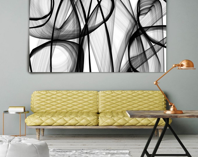 A spiritual being. Contemporary Abstract Black and White, Unique Wall Decor, Large Contemporary Canvas Art Print up to 72" by Irena Orlov