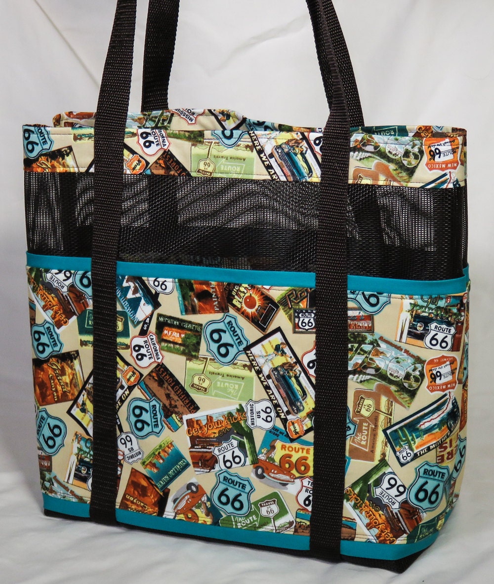 Route 66 Mesh Tote by carriedawaywithjill on Etsy