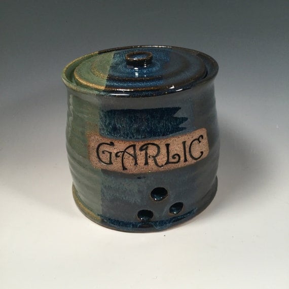 Garlic Jar Lidded Jar Pottery Garlic Keeper Kitchen