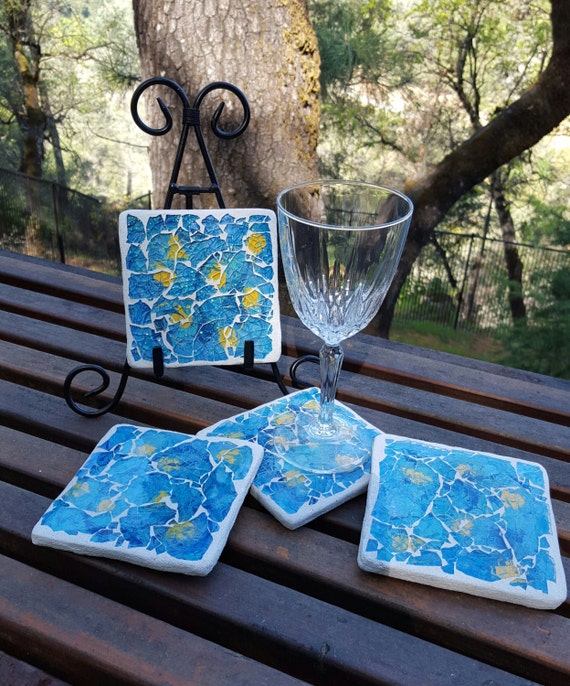 Crash Glass Mosaic Coaster Set of 4 by BearRiverBarn on Etsy