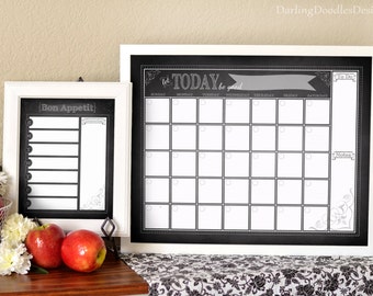 Chalkboard Calendar - Chalkboard Menu Planner - 2018 Calendar - Menu Planner - Monthly Calendar - Weekly Menu Planner - Family Organization