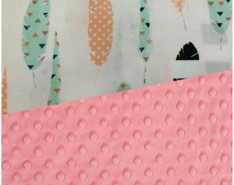 Baby Blanket Feather Carseat Blanket Crib Blanket Girl Minky Blanket
