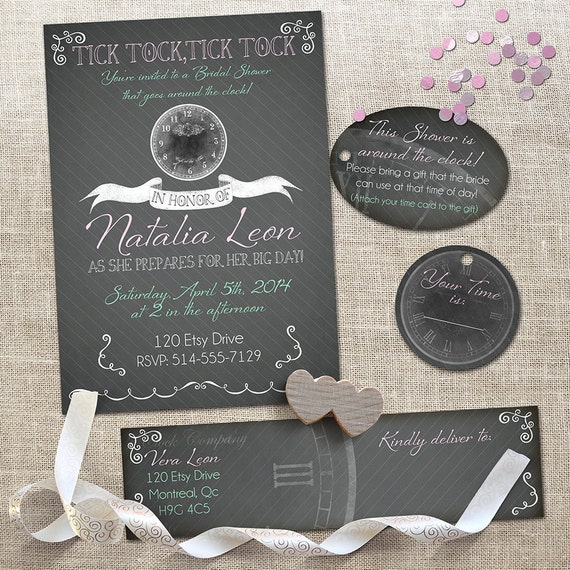 Around the Clock Bridal Shower Invitation Address Labels