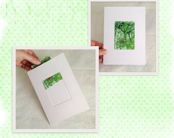 Blank Greeting Card to hold ACEO, ATC Miniature Painting, 7x5 Inch Gift Card suitable for 2.5 x 3.5 Inch Collectors Card, ATC or Art Card