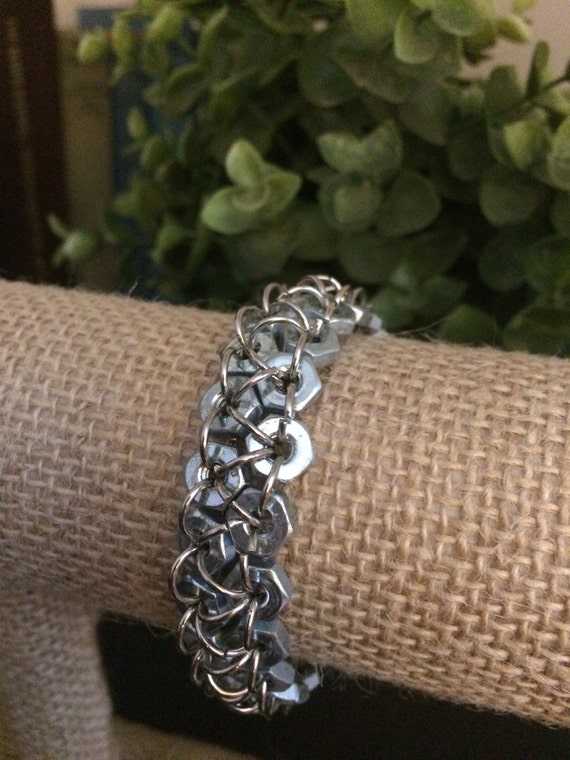 Modern metal bracelet by NMBDesigns on Etsy