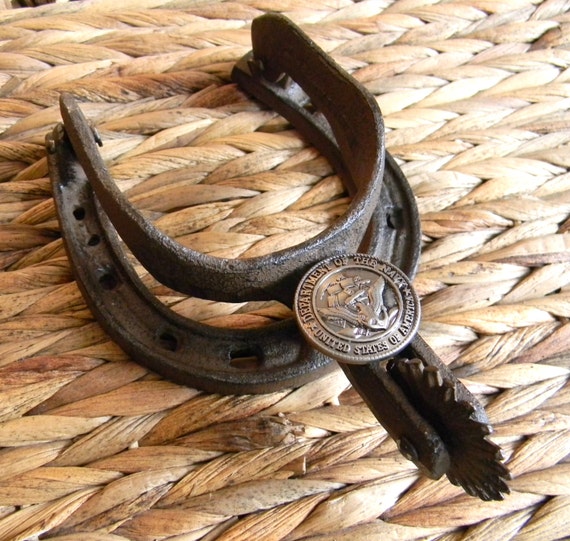 Navy Cast Iron Horseshoe Spur Door Knocker US by StepOriginals