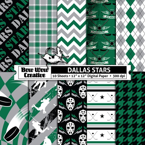 10 Dallas Stars Digital Papers for Scrapbooking Hockey