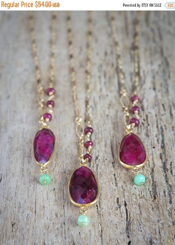 50 OFF Bezel set Ruby Necklace / by AlisonStorryJewelry on Etsy