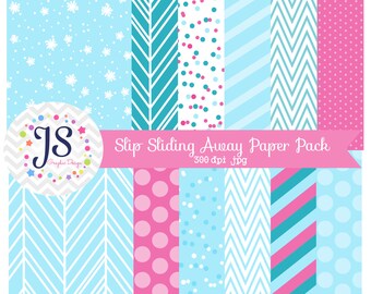 INSTANT DOWNLOAD, winter digital paper or blue and teal backgrounds for commercial use or personal use