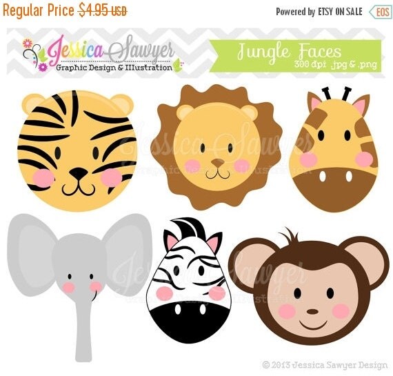 80% OFF - INSTANT DOWNLOAD, jungle animal clipart, girly jungle clip art, for baby showers, invitations, annoucements, digital scrapbooking Il_570xn